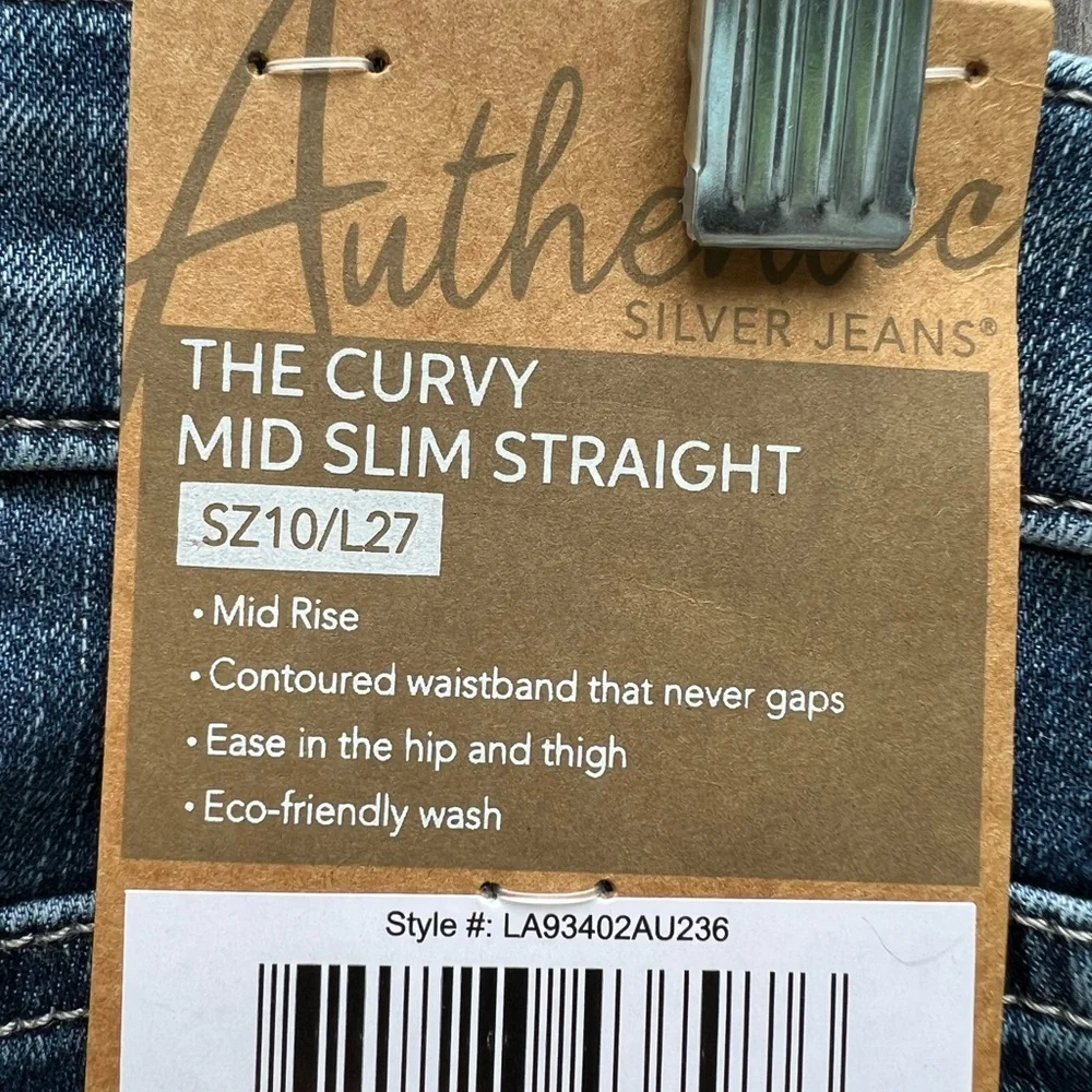 SILVER Authentic Jeans Curvy Mid Slim Jeans size 10 -L 27 NWT - Picture 9 of 10